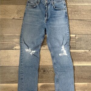 Agolde Light Blue Distressed High-Rise Jeans